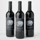 Starry Moonlit Night Monogram Wedding Wine Label Weinetikett (Flaschen)