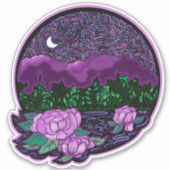 Starry Moonlit Night on Lake Sticker (Vorderseite)