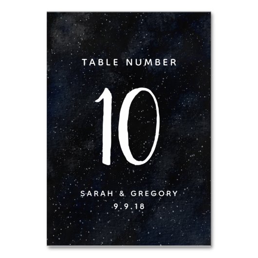 Starry Moonlit Night Wedding Table Card Tischnummer (Rückseite)