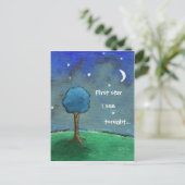 Starry Nacht, hat abstrakter Landschaftsbaum Mond Postkarte (Stehend Vorderseite)