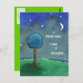 Starry Nacht, hat abstrakter Landschaftsbaum Mond Postkarte (Vorne/Hinten)