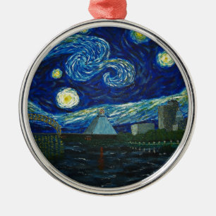 "Starry Nacht Memphis" durch Jack Lepper Silbernes Ornament