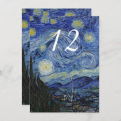 Starry Nachthochzeits-Empfangs-Tischnummer Einladung (Vorne/Hinten)