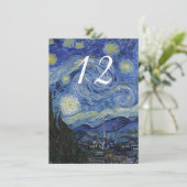 Starry Nachthochzeits-Empfangs-Tischnummer Einladung (Stehend Vorderseite)