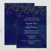 Starry Nachtmarine-und Imitat-GoldGlitzer Einladung (Vorne/Hinten)