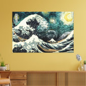 Starry nami - Hokusai & van Gogh Leinwanddruck (Insitu (Wohnzimmer))