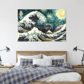 Starry nami - Hokusai & van Gogh Leinwanddruck (Insitu (Schlafzimmer))