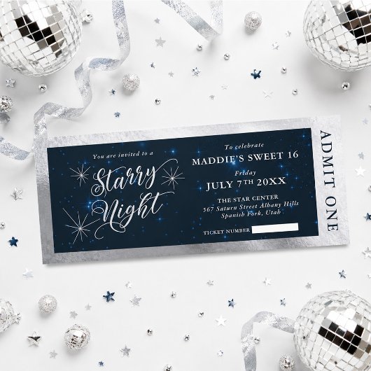 Starry Night 16 . Geburtstag Ticket Einladung