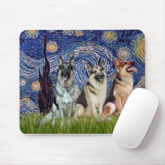 Starry Night - 3 deutsche Hirten Mousepad (Mit Mouse)