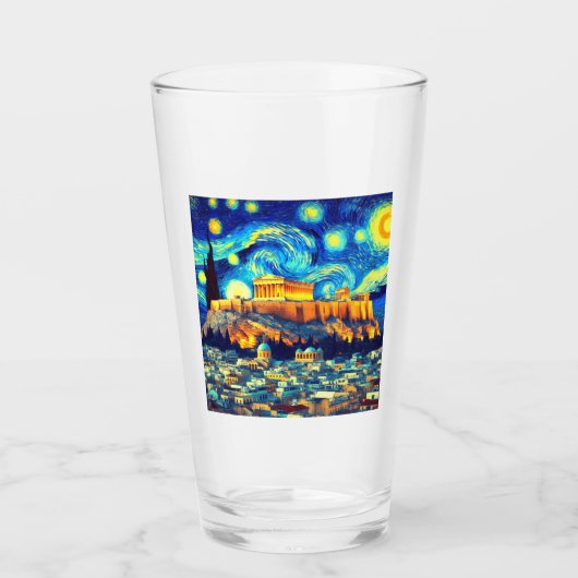 Starry Night Acropolis Athen Griechenland Glas (Vorderseite)