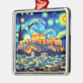 Starry Night Acropolis Athen Griechenland Ornament Aus Metall (Links)
