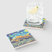 Starry Night Acropolis Athen Griechenland Steinuntersetzer (Seitenansicht)