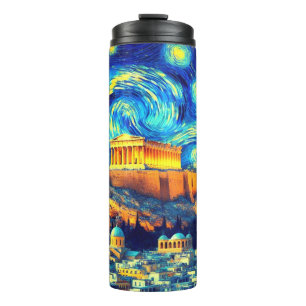 Starry Night Acropolis Athen Griechenland Thermosbecher