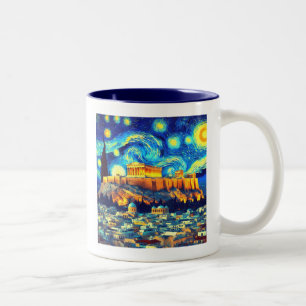 Starry Night Acropolis Athen Griechenland Zweifarbige Tasse