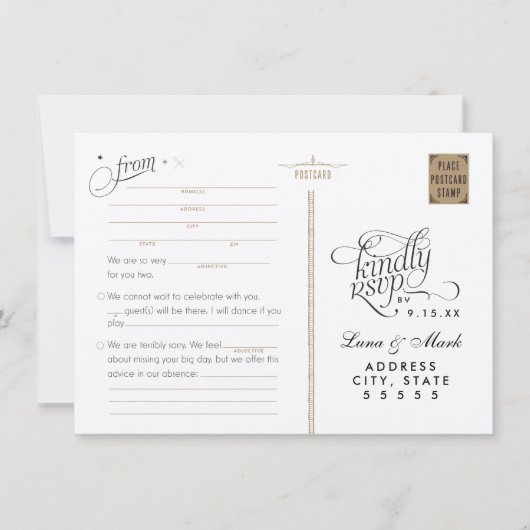 Starry Night Adlibs UAWG Wedding Postcard Einladung (Vorderseite)