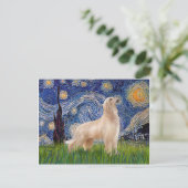 Starry Night - Afghan Hound (Creme Stand) Postkarte (Stehend Vorderseite)