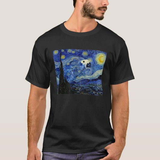 Starry Night African Gray Parrot Van Gogh Art Birb T-Shirt (Vorderseite)