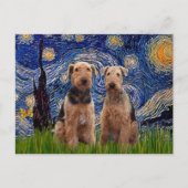 Starry Night - Airedale Terriers (zwei) Postkarte (Vorderseite)
