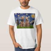 Starry Night - Airedale Terriers (zwei) T-Shirt (Vorderseite)