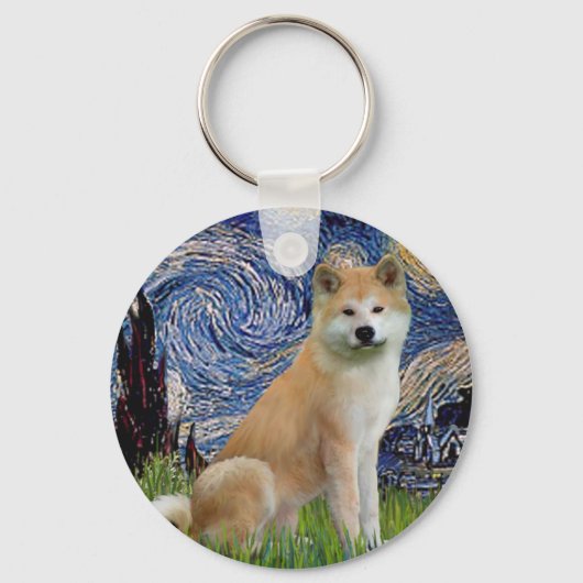 Starry Night - Akita Inu Schlüsselanhänger (Vorderseite)