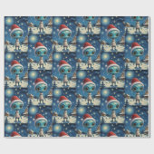 Starry Night Alien Niedlich Weihnachten Geschenkpapier (Flach)