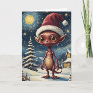 Starry Night Alien Weihnachtsfeiertag Personalisie Karte