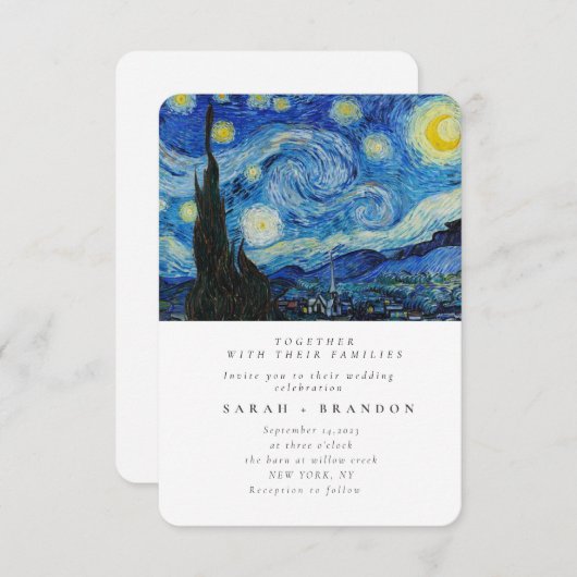 Starry Night Alte Malerei Einladung zur Hochzeit (Vorne/Hinten)