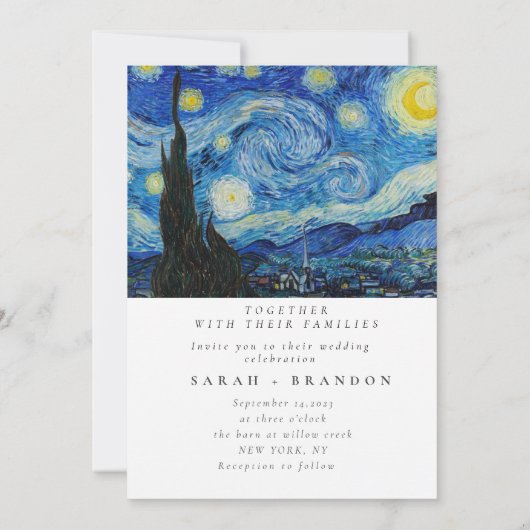 Starry Night Alte Malerei Einladung zur Hochzeit (Rückseite)