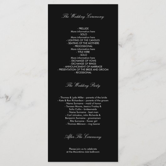 Starry Night and Gold Moon Black Weddings Programm (Rückseite)