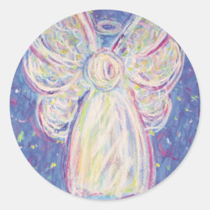 Starry Night Angel Runder Aufkleber