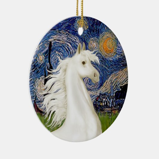 Starry Night - Arabian Horse (weiß) Keramikornament (Rechts)