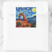 Starry Night Arches National Park Quadratischer Aufkleber (Tasche)