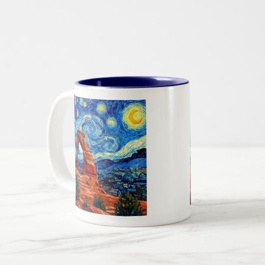 Starry Night Arches National Park Zweifarbige Tasse (Vorderseite Links)