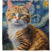 Starry Night Art mit Katze Duschvorhang (Vorderseite)