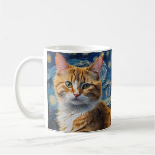 Starry Night Art mit Katze Kaffeetasse
