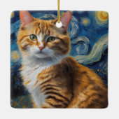 Starry Night Art mit Katze Keramikornament (Rückseite)