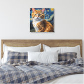 Starry Night Art mit Katze Leinwanddruck (Insitu (Schlafzimmer))
