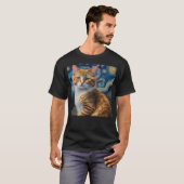 Starry Night Art mit Katze T-Shirt (Vorne ganz)