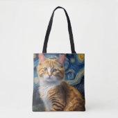 Starry Night Art mit Katze Tasche (Vorderseite)
