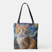 Starry Night Art mit Katze Tasche (Rückseite)