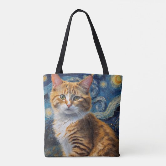 Starry Night Art mit Katze Tasche (Rückseite)