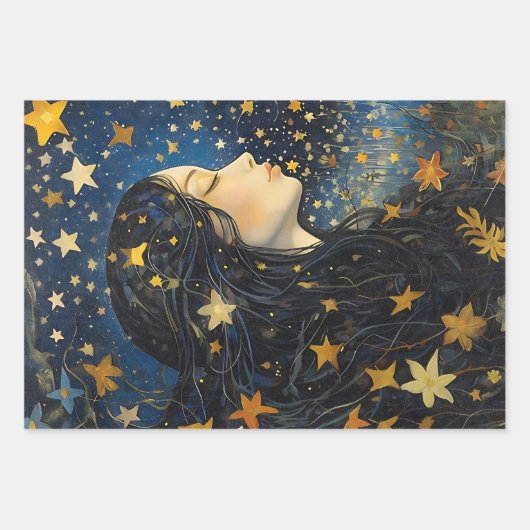 Starry Night Art Nouveau Dream Giro del Malcantone Geschenkpapier Set (Vorderseite 2)