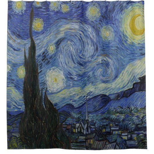 Starry Night Art - Vincent Van Goh Inspiriert Duschvorhang (Vorderseite)