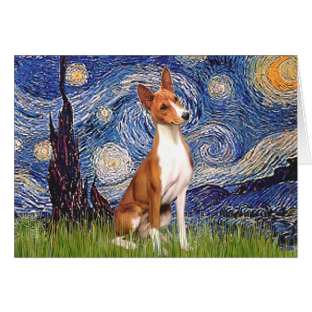 Starry Night - Basenji (Vorderseite (Horizontal))