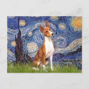 Starry Night - Basenji Postkarte