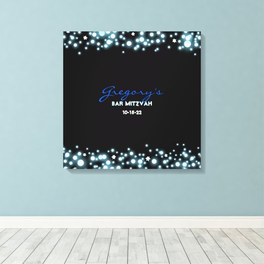 STARRY NIGHT Bat Mitzvah Sign-In Memory Board Leinwanddruck (Insitu (Holzboden))