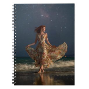 Starry Night Beach Dress Dress Art Notebook Notizblock
