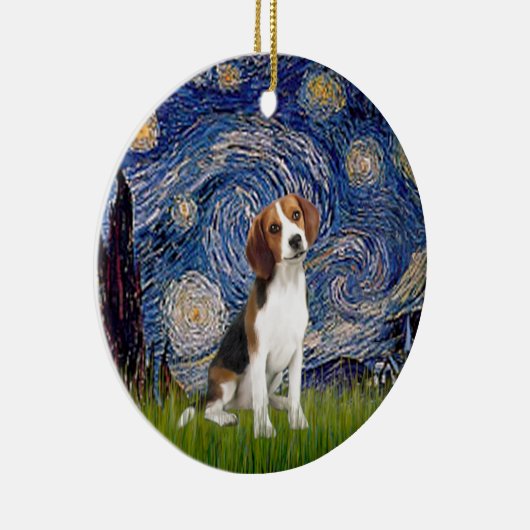 Starry Night - Beagle #1 Keramik Ornament (Rechts)