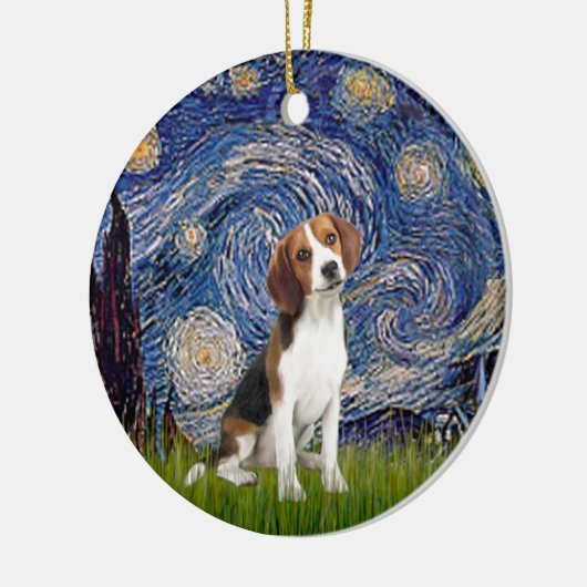 Starry Night - Beagle #1 Keramik Ornament (Links)