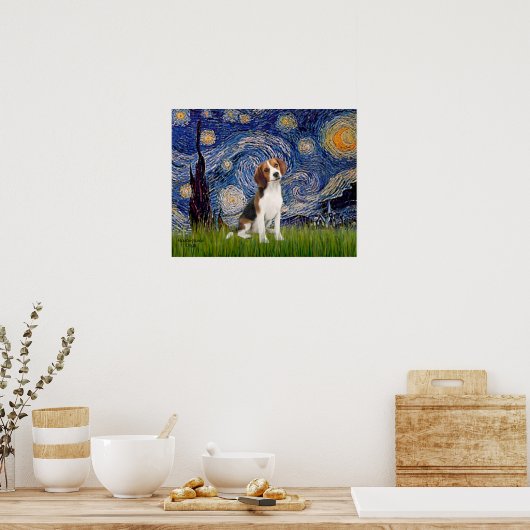 Starry Night - Beagle #1 Poster (Küche)